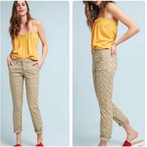 Anthropologie Chino with Embroidered Circle Pattern | Size 29 - Picture 1 of 9